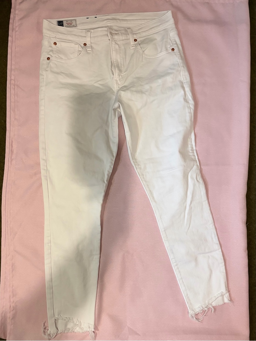 GAP White Cropped High-Rise Skinny Jeans